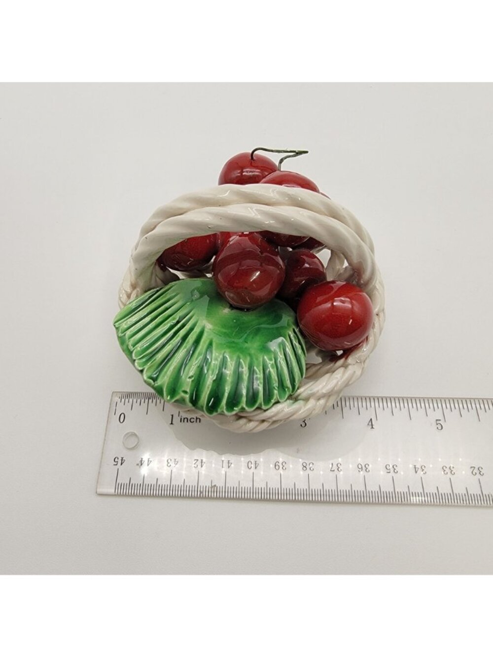 Vintage Italian Pottery Basket Of Cherries Sculpture - Picture 12 of 12